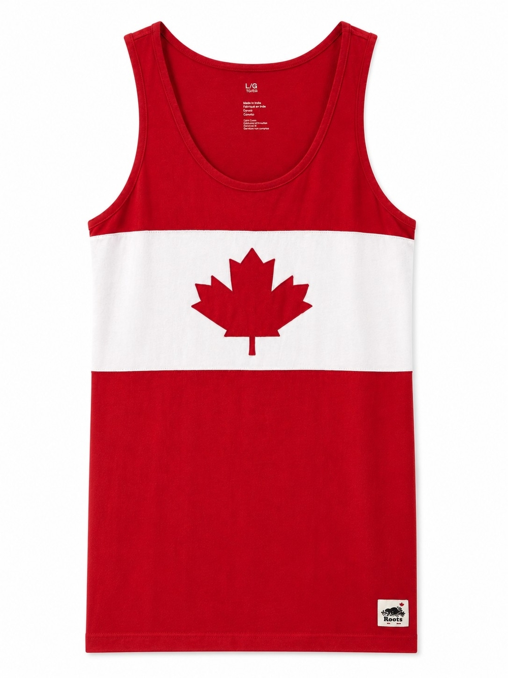 Roots Womens Red & White Maple Panel Tank Dress Sz LG